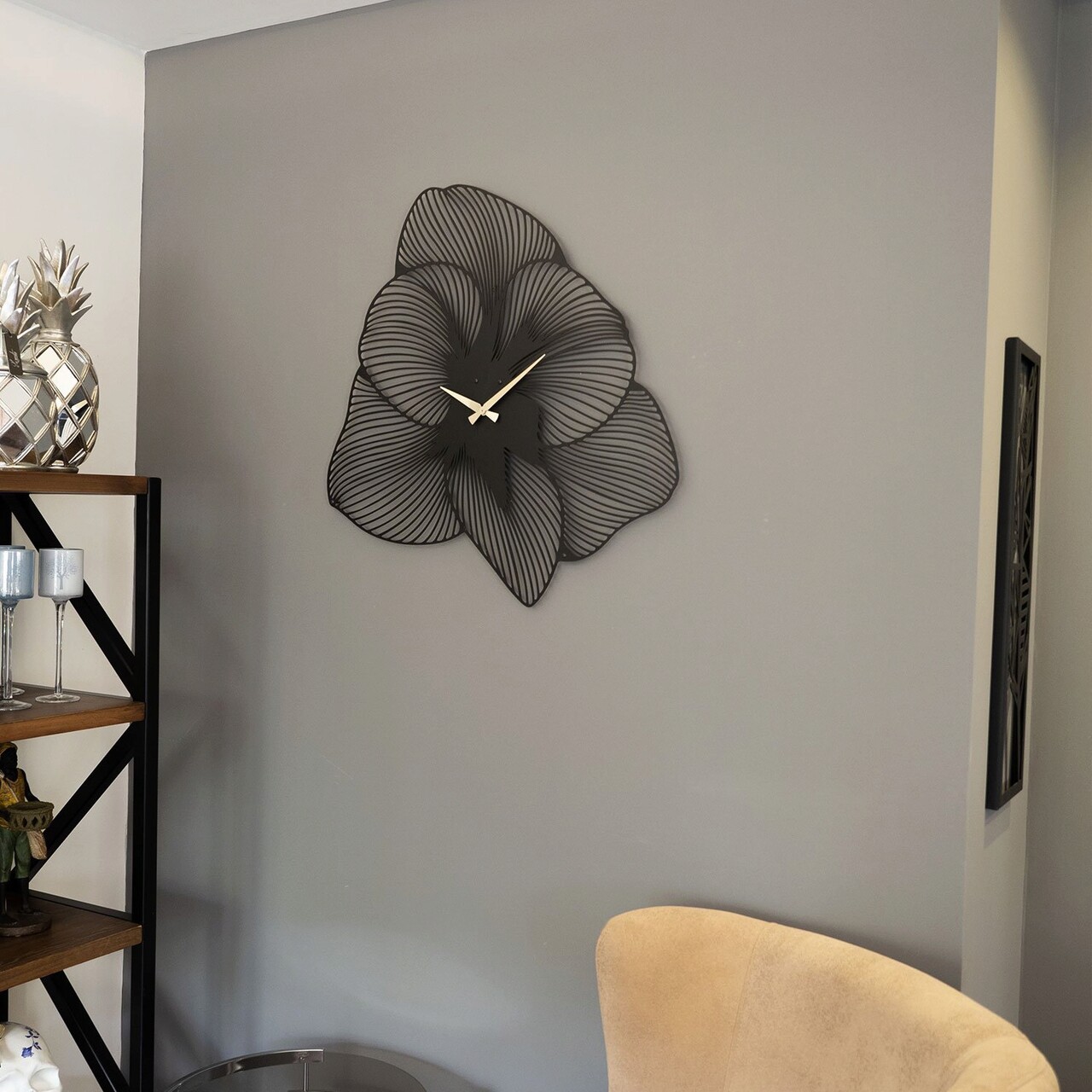 Ceas de perete, Azalea Metal Wall Clock, Dimensiune: 49 x 49 cm, Negru - imagine 5